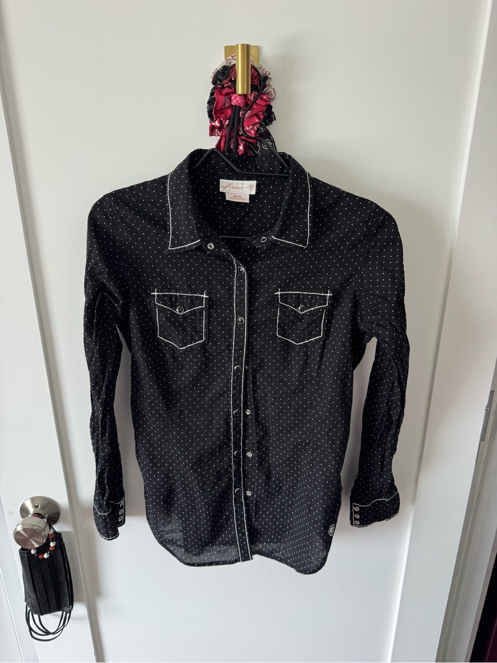 Ariat Black Button-Down Shirt with White Micro Dots